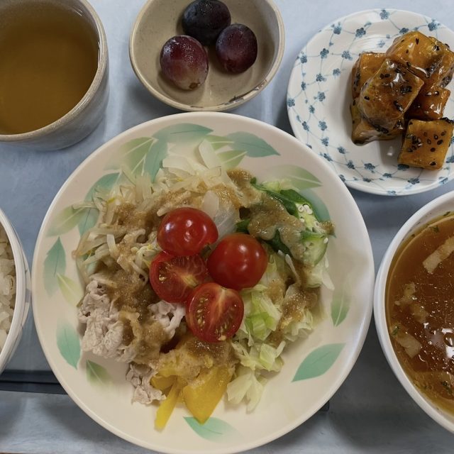 今日のメインは「夏野菜のごま味噌かけ」です。